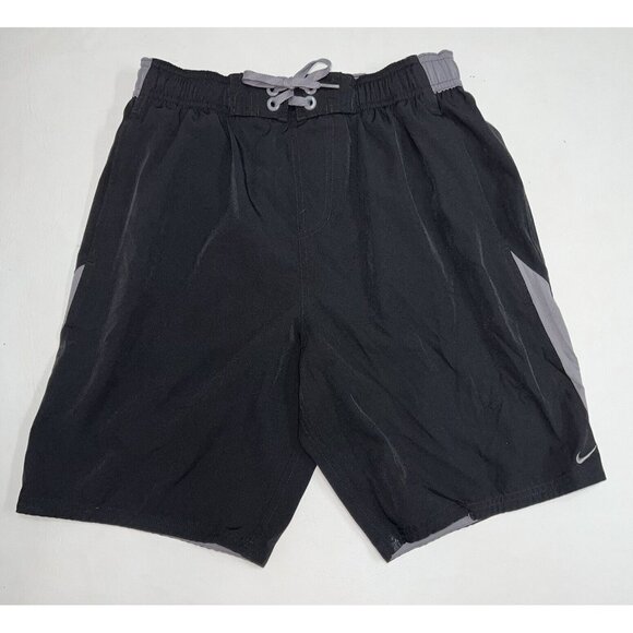 Nike Mens Swim Trunks Shorts Size M Black Gray 8 in Mesh Lining - Picture 1 of 4